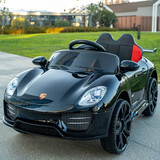 熊熊特工儿童电动车四轮汽车可坐人遥控摇摆男女孩宝宝玩具童车充电 烤黑色+大电瓶双驱动+蓝牙皮软座