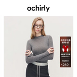 OCHIRLY【特享折扣】澳大利亚100%美丽诺羊毛半高领毛衣女高级冬 灰色 L