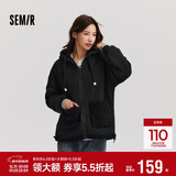 森马（Semir）森马外套女仿羊羔毛摇粒绒双面穿连帽重磅夹克24新款109724108002
