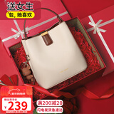 viney牛皮包包女包品牌水桶包轻奢单肩斜挎包生日新年礼物送女生女友
