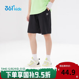 361°儿童短裤夏季男女童3-12岁透气运动裤梭织五分裤 黑 150