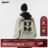 BJHG不计后果春毛呢PU皮拼接夹克男女高街国潮宽松绣花棒球服休闲外套 灰色 XL  (140-160斤）