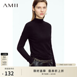 AMII女装2025秋季简洁通勤基础款百搭半高领修身毛衣女显瘦长 黑色 XL