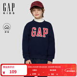 盖璞【大小童同款】男女童2025秋季新款logo抓绒卫衣儿童装829305 海军蓝 100 /52(2-3岁)