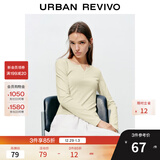 UR2026春季新款女装时尚休闲简约基础修身长袖T恤UYB450010 米黄 M