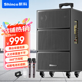 新科（Shinco）V50广场舞音响户外拉杆音箱三喇叭木质箱体大功率家用K歌移动摆摊低音炮 15吋双咪
