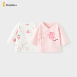 童泰婴儿半背衣春秋纯棉新生儿衣服初生宝宝和尚服满月服上衣粉色59cm