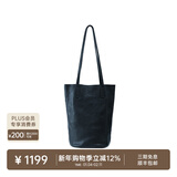 裘真新年礼物 慵懒遇水桶包女腋下单肩包复古通勤包头层植鞣牛皮包包 蓝色-中号