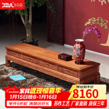 木中央 红木家具 非洲花梨（学名:刺猬紫檀）中式电视柜 全实木厅柜2米 象头四抽地柜客厅家具套装 276*47*43cm