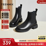 天美意短靴加绒女切尔西靴保暖女靴子 黑色【累计销量10万+】 34