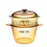 康宁（VISIONS）3.5L深汤锅+20cm玻璃蒸格 耐高温玻璃锅蒸锅 VS35+20cm蒸格 1层 20.5cm