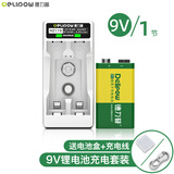 德力普（Delipow）9V可充电锂电池大容量550mAh配充电器 适用万用表/烟雾报警器/电吉他/麦克风/话筒/玩具/遥控器等