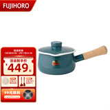 FUJIHORO 日本进口珐琅奶锅 铸铁锅单柄汤锅搪瓷宝宝辅食锅婴儿辅食锅奶锅 湖蓝【带盖】 15cm