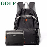 高尔夫（GOLF）双肩包可折叠防泼水男女通用背包大容量可装便携户外休闲情侣背包 黑色可折叠可装14寸
