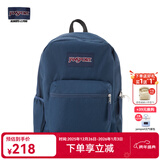 JANSPORT杰斯伯书包轻便双肩包男女旅行包简约背包电脑包学生校园 47LW003海军蓝/藏青色-侧边袋