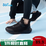 361°儿童运动鞋跑鞋男女童(3-12岁)防撞鞋头密网休闲跑鞋碳黑39
