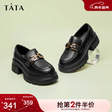 他她（TATA）英伦厚底jk乐福鞋女鞋黑色学院小皮鞋浅口单鞋子GOK02AA4 黑色 37