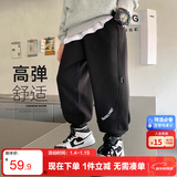 左西男童裤子儿童卫裤秋冬2025新款男孩韩版休闲长裤运动裤 黑色 150