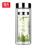 富光双层玻璃杯 高硼硅玻璃泡茶杯子 茶水分离杯 带茶隔商务水杯男士