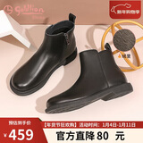 金利来（Goldlion）【新年礼物】女靴圆头中跟加绒保暖切尔西靴662140007黑色毛里38
