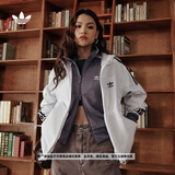 adidas经典三条纹运动连帽夹克外套男女春季阿迪达斯三叶草 亮白   L