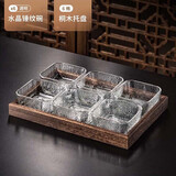 青苹果新年礼物果盘家用客厅干果零食摆放盘小吃盘锤纹碗x6+六格桐木盘