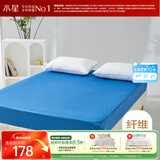 水星家纺床护垫防水隔脏床垫保护套A类床笠式床垫子双人薄床垫1.8x2米-蓝