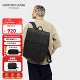 GASTON LUGA原创潮牌背包男双肩包皮大容量男女电脑包书包防水旅行商务出差 典雅黑16英寸