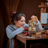 JARLL赞尔水晶球旋转木马音乐盒梦幻八音盒女孩男女生告白表白生日礼物 金色旋木天空之城自喷灯光PD1901