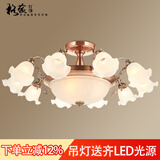 格蕴美式吊灯简约大气客厅灯欧式田园古铜餐厅卧室灯北欧复古灯具 红古铜色10头*全光谱护眼