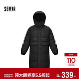 森马（Semir）羽绒服男三防中长款外套撞色冬装厚款情侣时尚109724113203