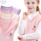 多妙屋女童马甲儿童春秋针织毛衣女孩毛线衣大童背心 10770粉色 140cm