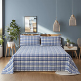 黄河口老粗布床单 A类粗布床单纯棉 手工全棉加厚被单 纯棉床单老粗布床单单件 涧蓝眠雾 200X230cm适合1.5米床