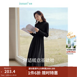 茵曼（INMAN）2025秋冬女装新款灯芯绒连衣裙新品长袖休闲针织礼服中长裙子 午夜黑-18348357H1 M