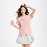 361°t恤衫女夏季新款潮流休闲宽松运动正肩上衣服短袖女装662629106-5