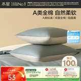 水星家纺枕套全棉枕头套100%纯棉A类枕头罩一对装双人家用48x74cm青