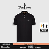 比音勒芬【冰氧吧】春夏款男士时尚休闲上衣多色抗菌凉感舒弹短袖POLO衫T 07黑色 2XL （115）