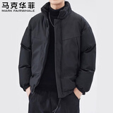 马克华菲棉服男士秋冬加厚棉袄外套防寒夹克保暖面包棉衣 黑色 XL