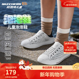 Skechers斯凯奇儿童洞洞鞋夏季凉鞋男女童涉水溯溪鞋防滑沙滩拖鞋91995L 男/白色/海军蓝/红色/WNVR 28.5
