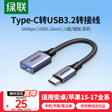 绿联Type-C转换USB3.2转接头OTG数据线适用苹果17/16/15华为手机充电数据线U盘平板笔记本电脑耳机键鼠