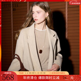 三彩【宋轶同款】【100绵羊毛】2025冬季新款双面呢大衣中长毛呢外套S 燕麦色 XS 150/76A