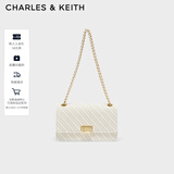 CHARLES&KEITH编织链条腋下单肩小方包包女包生日礼物新年礼物CK2-20840464-10 White白色 M