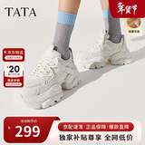 他她TATA泡泡奶油白色老爹鞋女增高休闲鞋厚底 米白（绒里） 37