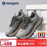 纳维凯尔（Navigare）意大利小帆船春季新款透气增高防滑轻便潮流男鞋老爹鞋休闲运动鞋 灰色【增高款】 适合 10℃-15℃ 42 (260mm)