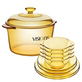 康宁3.2L耐热汤锅玻璃锅和8头耐热玻璃餐具套装碗碟套装 3.2L汤锅+8头餐具套装