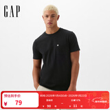 GAP男女装2025春季新款纯棉logo口袋常规短袖T恤基础款美版857901 黑色 S 美码 M亚洲码175/92A 【偏小，建议拍大一码】