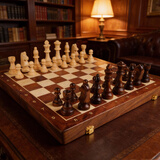 紫湖国际象棋高档胡桃实木棋子大号可折叠实木棋盘套装送皇后2颗专用