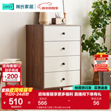 林氏家居收纳柜子储物柜五斗柜卧室柜多用抽屉斗柜置物柜客厅LS187E 【胡桃木色+白色】四斗柜0.6m 斗柜