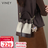 viney牛皮包包女包斜挎水桶包轻奢单肩手提包生日元旦礼物送女生女友