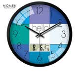 摩门（Momen）多功能LCD挂钟36cm  创意钟表时尚客厅现代时钟个性挂表HM0034